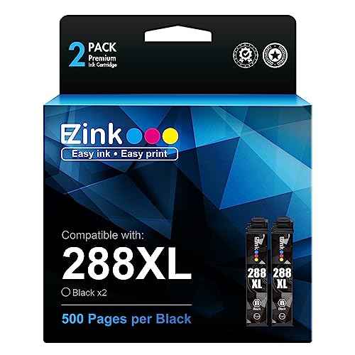 E-Z Ink Remanufactured Ink Cartridge Replacement for Epson 288 288XL T288XL High Yield to use with Expression Home XP-440 XP-446 XP-330 XP-340 XP-430 XP-434 Printer (2 Black)