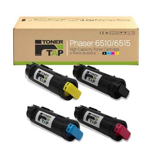 TonerTap Phaser 6510 Toner Cartridge 4-Pack Compatible for Xerox Phaser 6510, Workcentre 6515, Replacement for Xerox Toner 106R03477 106R03478 106R03479 106R03480 Extra High Yield