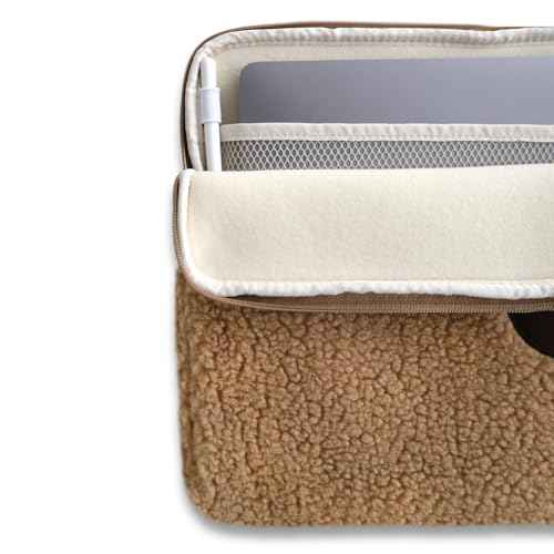 Pluffy HACHAN Laptop Pouch [13 inch/15 inch/17 inch] Cute Fluffy Laptop Pouch Case Sleeve for Women (Brown, 15 inch)