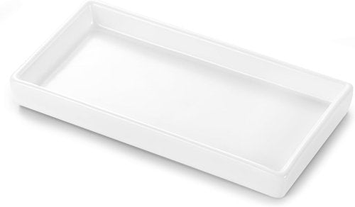 Luxspire Bathroom Vanity Tray - Mini Soap Dispenser & Ceramic Perfume Dish | White Trinket Holder