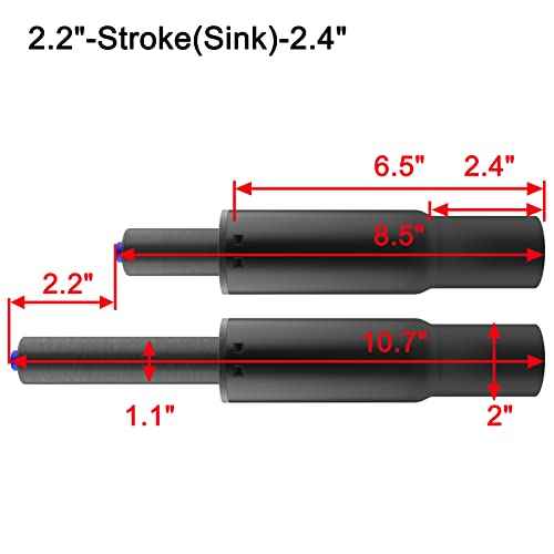 MySit 2.2" Stroke Office Chair Gas Lift Cylinder Replacement, Heavy Duty 450lbs Shortest Gas Spring Rod Part Sinking 2.4 inches Universal Size Black for Short Person, High Chair Base, Class 4
