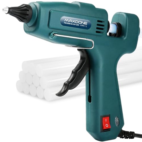 MAXDONE Fireproof 100W Hot Glue Gun Kit – Full-Size, Green