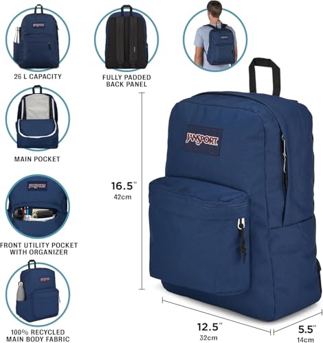 JanSport SuperBreak Plus Backpack - Black, Lightweight School Pack