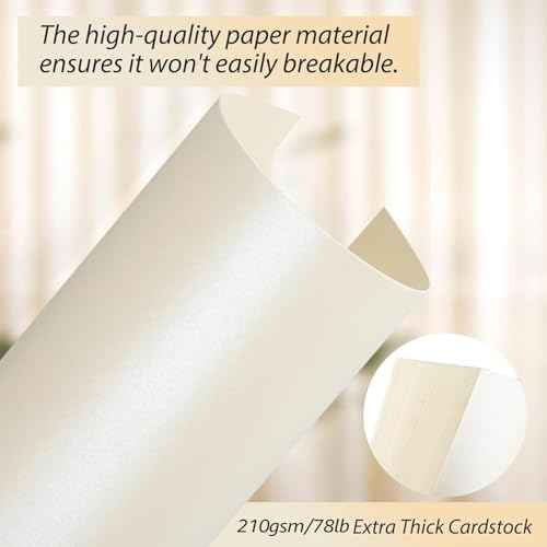 CreGear 25 Sheets Cream Shimmer Cardstock Printer Paper 8.5 x 11, 78lb/210gsm Glossy Card Stock, Premium Pearl Cardstock, Double Side Pearlescent Paper for DIY Craft, Christmas Card Making, Invitation