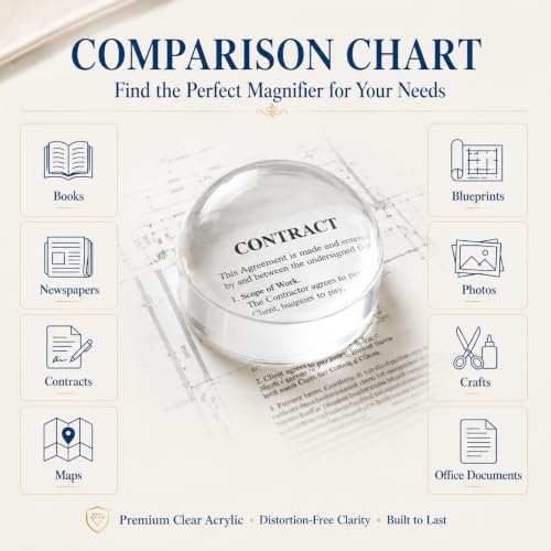 Dandelion 2.5 Inch 6X Dome Magnifier with Pouch - Self-Focusing Table Magnifying Glass