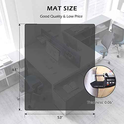 SALLOUS Chair Mat for Hard Floors, 63" x 51" Non-Slip Vinyl Chair Mat for Hardwood Floor, Multi-Purpose Hard Floor Protector Desk Mat for Home Office (Translucent Black)