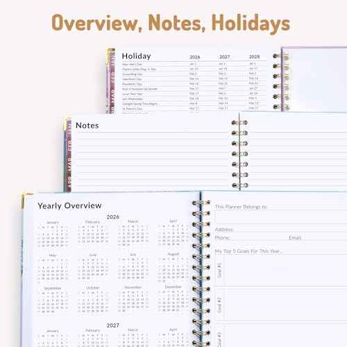 Forvencer 2026 Planner, Weekly and Monthly Calendar Planner for Women, Jan 2026 - Dec 2026, 8.5" x 11", Hardcover Planning Agenda book with Monthly Tabs, Spiral Bound, Inner Pocket, Cute Journal Organizer Notebook for Office School, A4 Size ,Night Flora