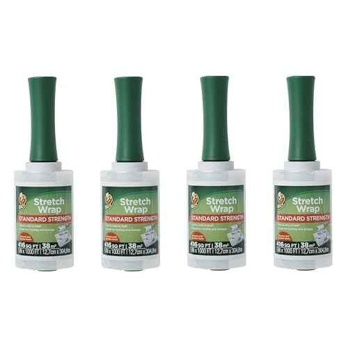 Duck Brand Stretch Wrap Roll, Clear, 5 inches by 1000 feet, 285849, Set of 4