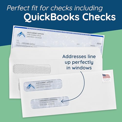 Blue Summit Supplies #8 Double Window Security Envelopes Self Seal 500 Pack