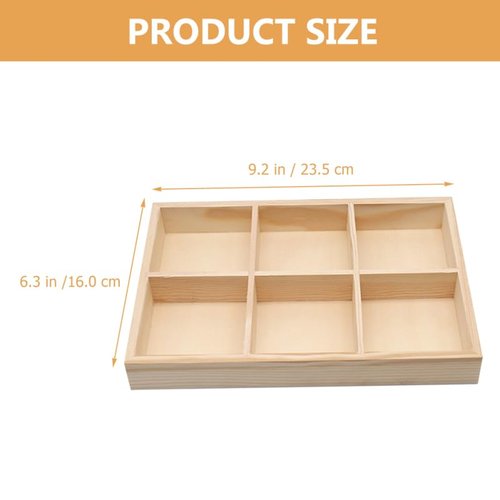 Zerodeko 2pcs Storage Box, Natural Bamboo 6-Compartment Drawer Organizer, Wooden Storage Tray for Pencil Case, Makeup, Office Supplies, Desk, Kitchen, Vanity, Classroom