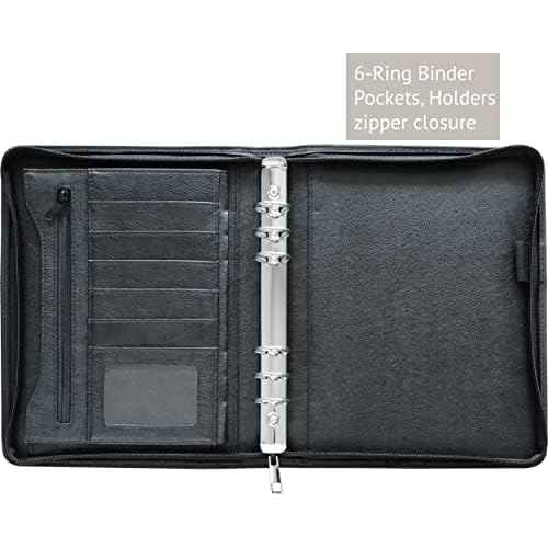 Fan&Ran 2026 Zipper Planner Organizer, Daily and Monthly Planner Refills with Simulated Leather Cover, A5, Black