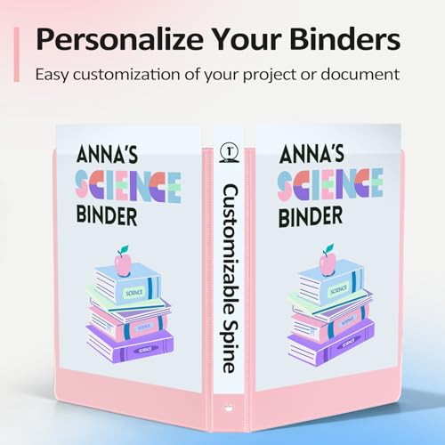 Sooez Pink 1 Inch Clear View Binder - Eco-Friendly 3 Ring Document Organizer