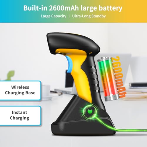 NETUM RD-1200 Upgraded Industrial Bluetooth QR Barcode Scanner with Charging Dock