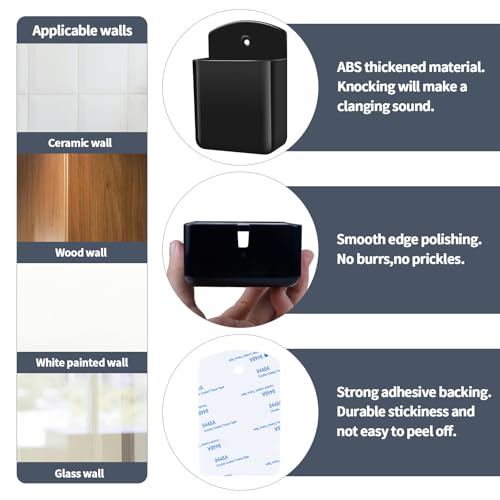 Aecsze Black Wall-Mount Remote Holders 2-Pack Self-Adhesive Organizer for TV & AC Remotes