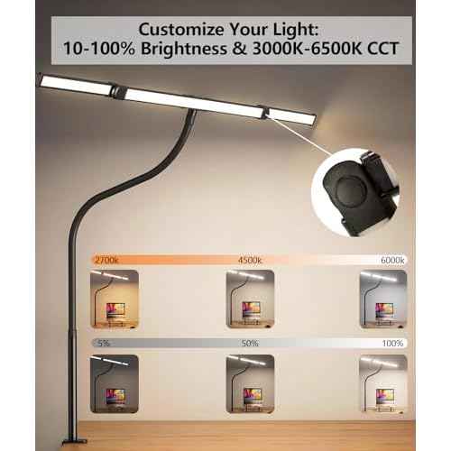 Architect Clamp Lamp - Adjustable LED Desk Light with 3 Color Temperatures, 10 Brightness Levels, Eye-Caring Task Lighting for Office, Studio, Drawing Table