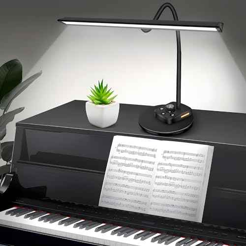Piano Light, Upgraded LED Piano Lamp for Grand/Upright & Digital Pianos, Music Stand Lamp with Adjustable Gooseneck, Auto-Off Timer, 5 Color Modes Dimmable & USB Charging Port Eye-Care Desk Light
