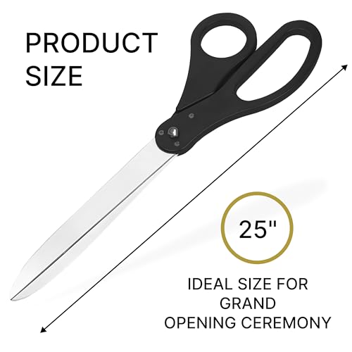 25 Inch Grand Opening Scissors Black ? Heavy Duty Scisors Giant Ribbon Cutting Scissors for Inauguration Ceremonies & Special Events 25'' Black Giant Scisors for Ribbon Cutting Ceremony