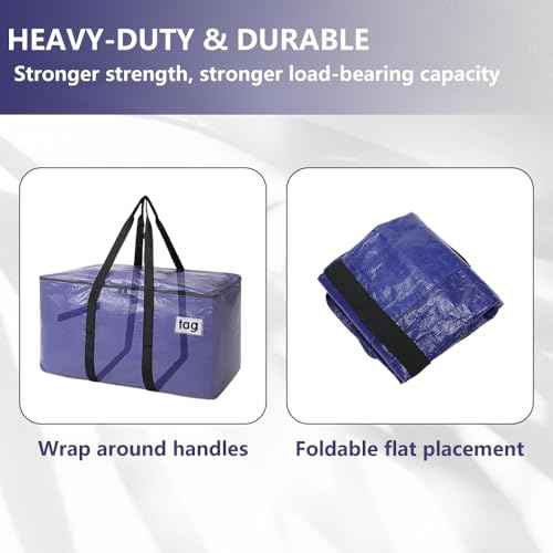 Cryster 10-Pack Blue Moving Bags with Strong Zippers,Heavy Duty Storage Totes with Comfortable Handles,Large Storage Totes for Student Supplies