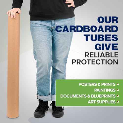 4" x 36" Reinforced Kraft Paper Mailing Tubes, Pack of 4 Tubes with 2 Caps Each ? USPS Approved Poster Tube ? Made in USA Cardboard Tube for Shipping and Storing Posters, Prints, Artwork, or Documents
