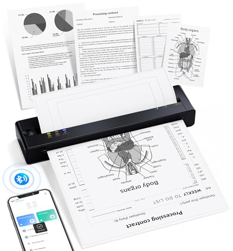 TATTMUSE A28U Inkless Portable Thermal Printer with 10 Sheets Paper - Black, 1 Pack