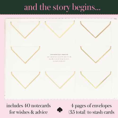 kate spade new york Wedding Guest Book, Bridal Journal Includes 17 Lined Pages, 35 Blank Cards and Envelopes, and Ceremony Sign, and The Story Begins