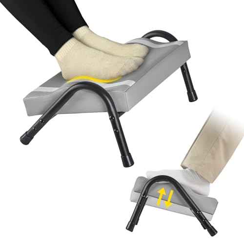 Foot Rest for Under Desk at Work,Ergonomic Foot Rest for Office Use, Heights,Relieving Pain in Lower Back, Hip, Knee (Grey)