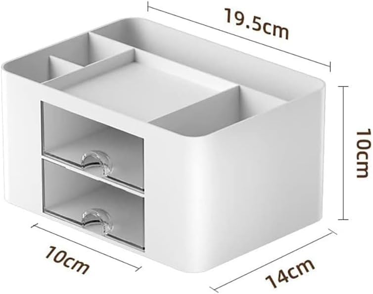 Stationary Organizer - 7-Grid Desk Organizer with Drawer | Multifunctional Plastic Pen Holder for Home & Office (White)