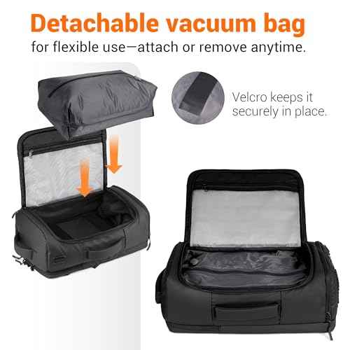 Vacuum Seal Backpack for Travel with Pump, 55L Large Backpack with Detachable Vacuum Compression Bag Waterproof Carry On Large Travel Bag for Airline Laptop Backpack with Shoe Compartment