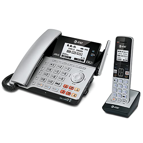 AT&T TL86103 2-Line Corded/Cordless for Small Business with Answering Machine, 2-Mailboxes, Connect-to-Cell, Caller ID Announcer, Intercom, Line-Power, Long Range & Expandable to 12 Handsets