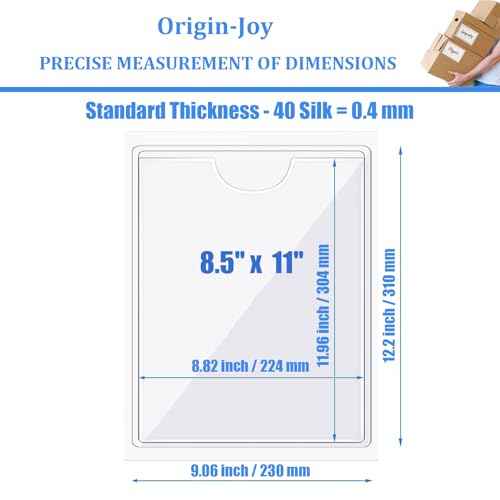 Origin-Joy 50 PCS Self-Adhesive Index Label Pockets, Clear Plastic Peel & Stick Card Holders with Top Open for Loading (8.5 x 11 inch)