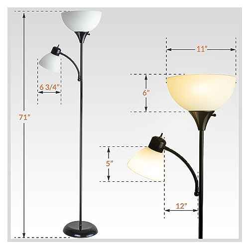Newhouse Lighting NHFL-WI-BK Torchiere William 71 inch Modern Standing Daughter Floor Lamp, Perfect Light for Bedrooms, Living Room, Office, Reading, Mother-Son Black