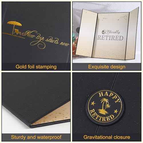 Retirement Party Decorations Large Retird Card Signing Black Gold Happy Retirement Guest Book Creative retirement Card for Men Women