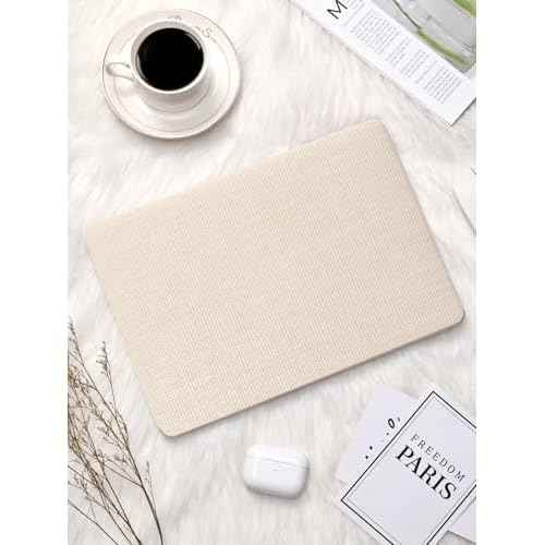 Seorsok Compatible with New MacBook Air 13.6 inch Case M4 M3 M2 2025 2024-2022 Release A3240 A2681 A3113 Touch ID,Elegant Leather Plastic Hard Shell Case with Transparent Keyboard Cover,Beige