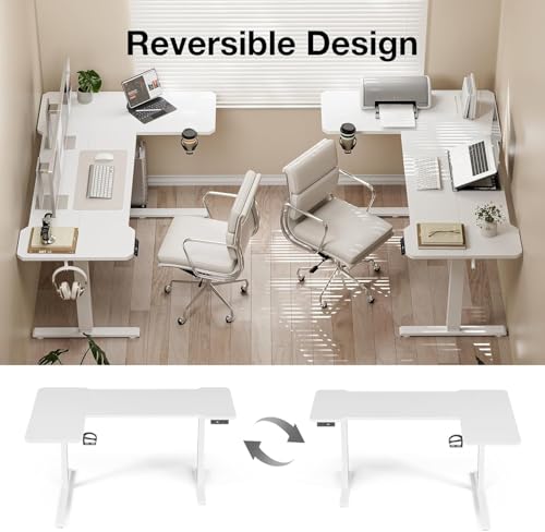 Acrolix Reversible L-Shaped Electric Standing Desk 59x40 Inch with Height Adjustment