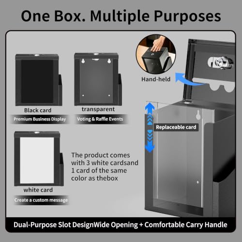 Black Suggestion Box with Lock and Slot - Secure Employee & Customer Feedback
