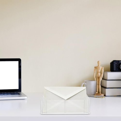 2 Packs Acrylic Mail Holder 6 Slots Clear Desk Organizer for Envelope Card Makeup Home Office