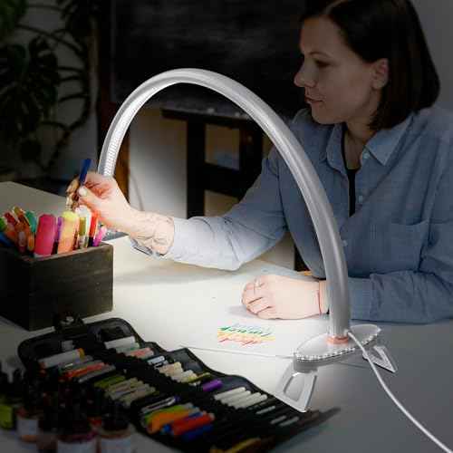 Large Half Moon Desk Lamp,24" Arch Light for Nail Techs, Brightness Adjustable,Suitable for Nail Beauty Crafts Sculpture Salon&HomeLighti