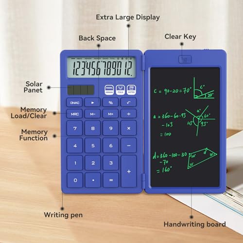 ROATEE Blue Desk Calculator with Erasable LCD Notepad - Portable Office & School Essential