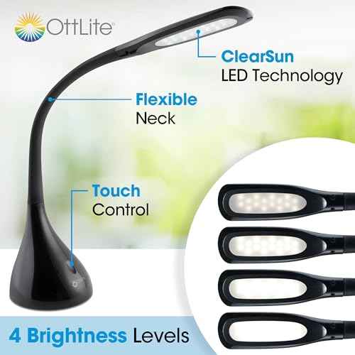 Ottlite Curve LED Desk Lamp with 4 Brightness Levels
