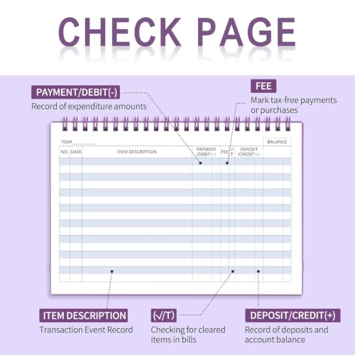 Blugool Checkbook Register Wide Edition 8.4 x 6.1 in - Purple