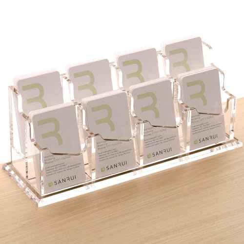 SANRUI Acrylic Business Card Holder for Desk,Vertical Business Card Display Clear Business Card Organizer 2 Tier 8 Slot