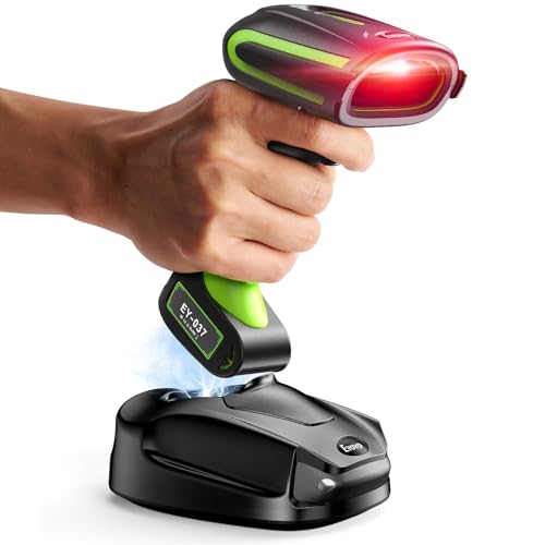 Eyoyo Green Industrial 2D QR Barcode Scanner with Wireless Charging Stand