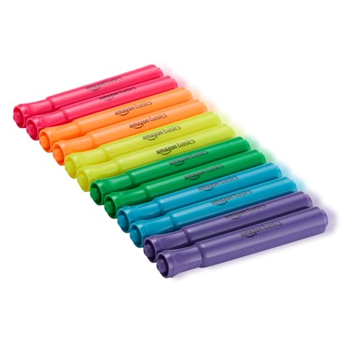 Amazon Basics Assorted Tank Style Highlighters with Chisel Tip - 12 Pack