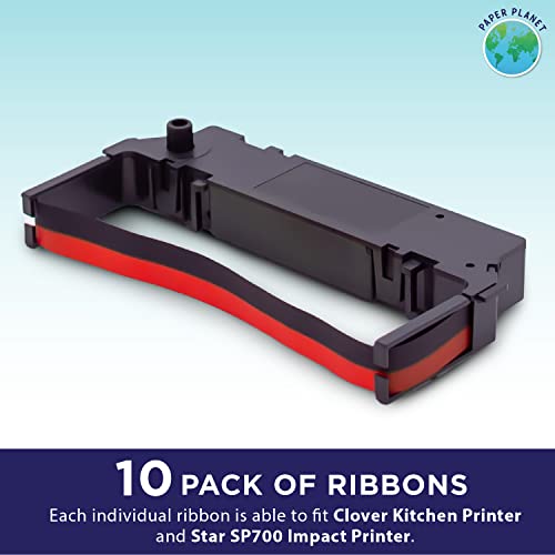 Paper Planet Replacement Red and Black Ink Printer Ribbon for Clover Kitchen Printer (Star SP700 Kitchen Receipt Printer) | Compatible with Star SP-700BR, RC-700BR, SP-712, SP-742 | 10 Ink Ribbons