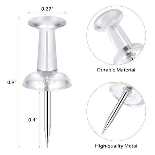 Dorbetar 200 Pack Clear Push Pins Tacks for Wall Bulletin Boards Office Home