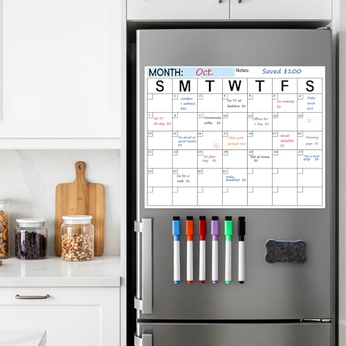 VITEVER White Magnetic Dry Erase Calendar for Refrigerator - Monthly Planner & Family Organizer