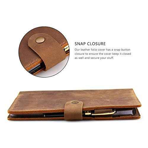 Robrasim Leather Cover for 6"x9" Steno Notebook, Leather Folio Cover Compatible with 6x9 Spiral Steno Pads, A5 Notebook Organizer with Pen Loop - Brown