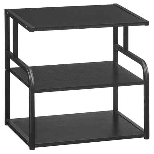 HOOBRO Printer Stand, 3-Tier Desktop Printer Table, Under Desk Printer Storage Office Organizer, Storage Rack with Adjustable Shelf, for Home Office, Kitchen, Living Room, Black BB06PS01