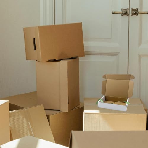 Myunzi White Shipping Boxes 7x5x1.5 Inch - Pack of 50 Small Corrugated Cardboard Boxes for Shipping & Packaging