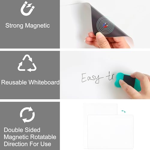 Magnetic Dry Erase Whiteboard Fridge White Board Sheet 17x11 with 4 Markers, 1 Magnetic Eraser and 2 Magnets, for Wall, Easy to Write and Clean Dry Erase Board for Kids, Office, Home